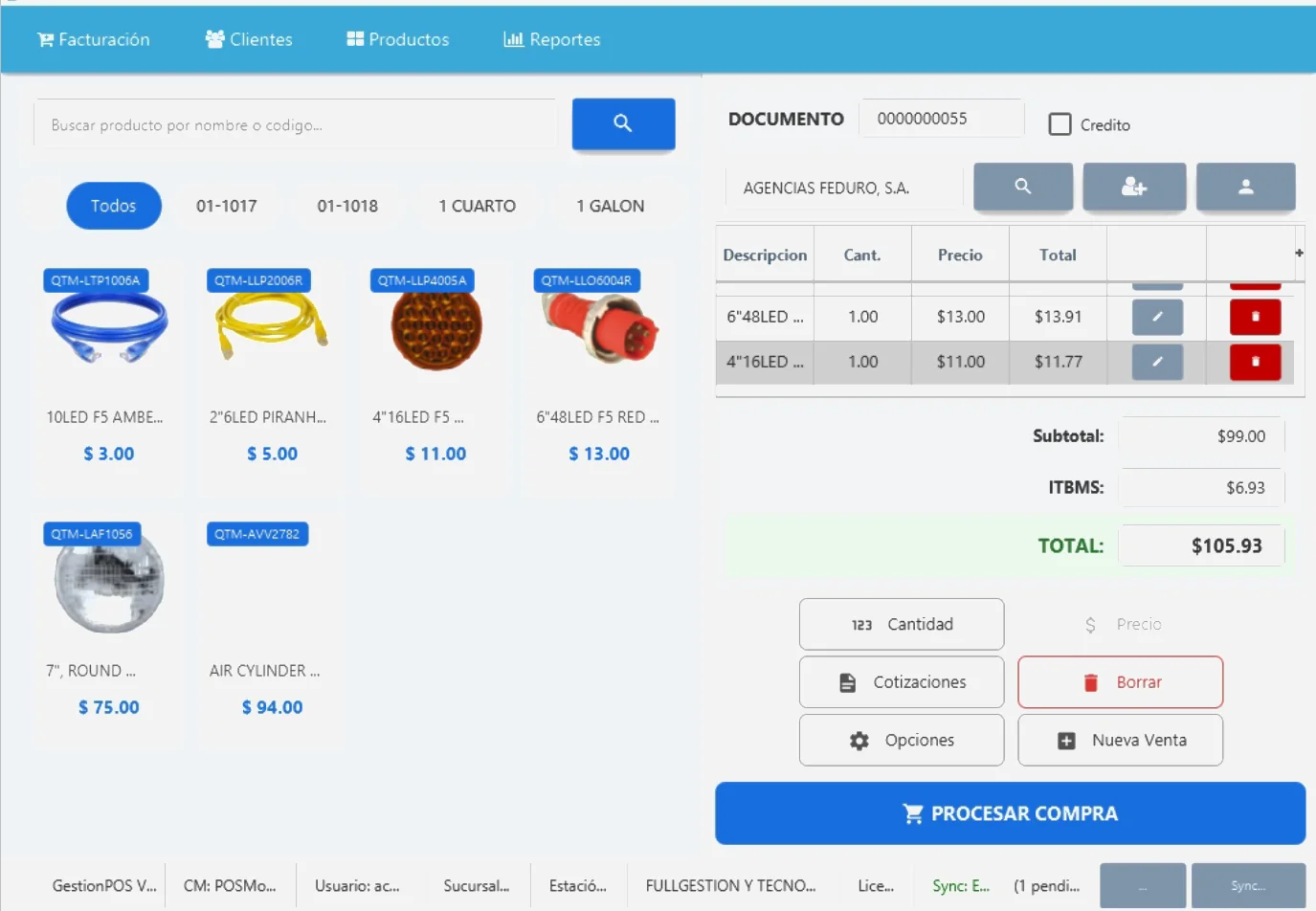 Facturador del punto de venta de GestionPOS